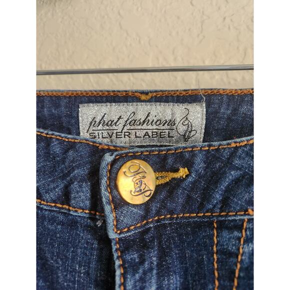 Y2k Phat Farms Silver Label Women's Dark Wash Low Rise Straight Leg Jeans-9w - Picture 2 of 4